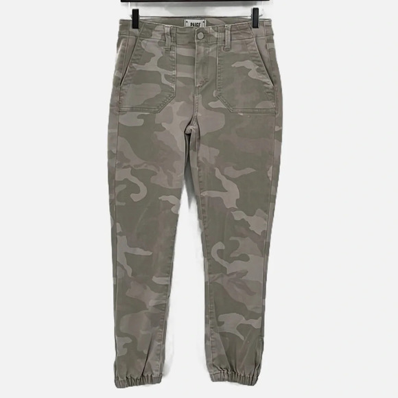 Paige Mayslie Jogger Pants Ankle Zips Light Camo Denim - Size 26 - Picture 3 of 9